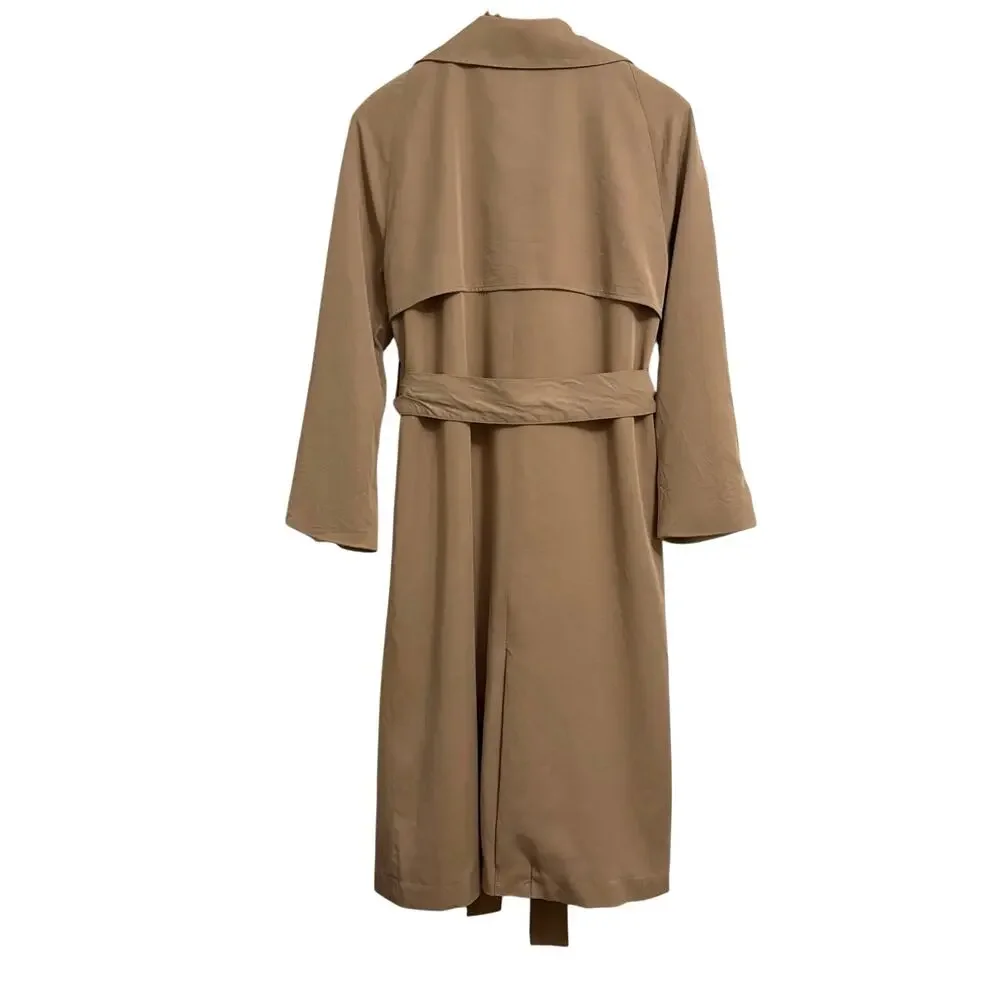 Reformation Tan Double Breasted Trench Coat Womens Size Small Minimalist Luxury